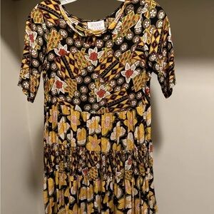 Roody Kazoody Vintage 80s  Floral Print  Swingy Girl Dress Rayon sz 7  14